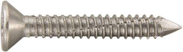 Powers Fasteners - 1/4" Diam, 1-1/4" OAL, Phillips Drive, Concrete Screw & Masonry Fastener - Stainless Steel, Passivated Finish, Includes #3 Phillips Bit - USA Tool & Supply
