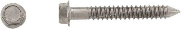 Powers Fasteners - 1/4" Diam, 1-1/4" Length Under Head, Hex Drive, Concrete Screw & Masonry Fastener - Stainless Steel, Passivated Finish, Includes 3/8" Hex Bit - USA Tool & Supply