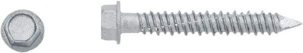 Powers Fasteners - 3/16" Diam, 1-1/4" Length Under Head, Hex Drive, Concrete Screw & Masonry Fastener - Stainless Steel, Perma-Seal Finish, Includes 3/8" Hex Bit - USA Tool & Supply