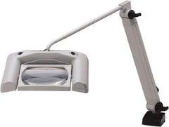 Waldmann Lighting - 35 Inch, Articulated, Clamp Mounted, LED, White, Magnifying Task Light - 13.20 Watt, 120 Volt, 1.75x Magnification, 165mm Wide - USA Tool & Supply