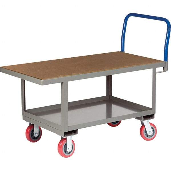 Little Giant - 2,000 Lb Capacity Steel Platform Truck - Steel Deck, 30" OAW, 61-1/2" Platform Length, Polyurethane Casters - USA Tool & Supply