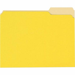 Universal One - 8-1/2 x 11", Letter Size, Yellow, File Folders with Top Tab - 11 Point Stock, 1/3 Tab Cut Location - USA Tool & Supply