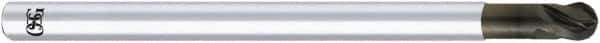 OSG - 4mm Diam, 4mm LOC, 4 Flute Solid Carbide Ball End Mill - Diamond Finish, Single End, 75mm OAL, 4mm Shank Diam, Spiral Flute - USA Tool & Supply