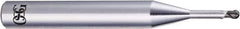OSG - 1mm Diam, 0.6mm LOC, 2 Flute CBN Ball End Mill - Uncoated, Single End, 45mm OAL, 4mm Shank Diam, Spiral Flute - USA Tool & Supply
