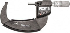Starrett - 2 to 3" Range, Standard Throat IP67 Electronic Outside Micrometer - Friction Thimble, Carbide Face, CR2032 Battery - USA Tool & Supply