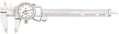Starrett - 0" to 6" Range, 0.001" Graduation, 0.1" per Revolution, Dial Caliper - White Face, 1.5" Jaw Length, Accurate to 0.001" - USA Tool & Supply