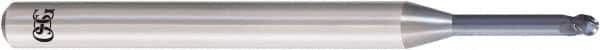OSG - 6mm Diam, 4.5mm LOC, 3 Flute Solid Carbide Ball End Mill - WXS Finish, Single End, 70mm OAL, 6mm Shank Diam, Spiral Flute - USA Tool & Supply