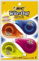 Bic - 1/6" x 400" Correction Tape Non-Refillable - USA Tool & Supply