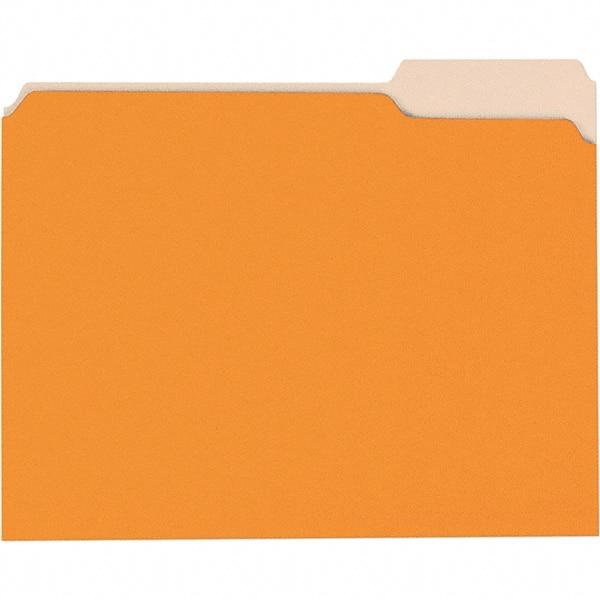 Universal One - 8-1/2 x 11", Letter Size, Orange/Light Orange, File Folders with Top Tab - 11 Point Stock, 1/3 Tab Cut Location - USA Tool & Supply