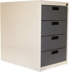 Proline - 4 Drawer, Modular Storage Cabinet - 16 Gauge Steel, 18" Wide x 26" Deep x 27-1/2" High, Blue/White - USA Tool & Supply