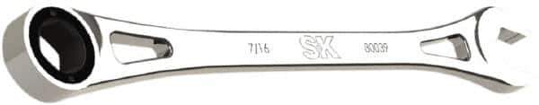 SK - 7/16" 6 Point Combination Wrench - 8.13" OAL, Steel, Full Polish Finish - USA Tool & Supply