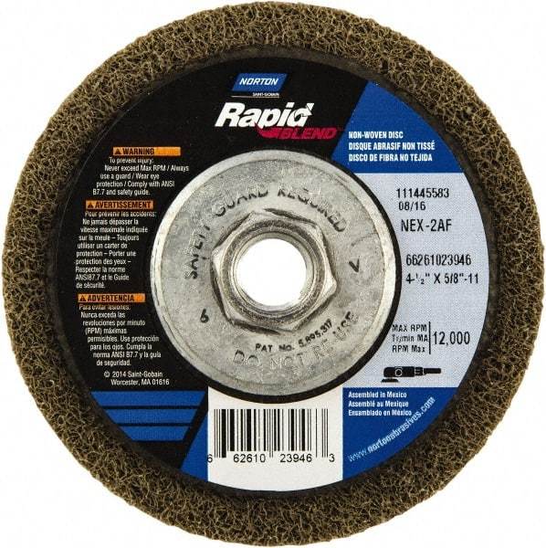 Norton - 4-1/2" Wheel Diam, 4/5" Wheel Thickness, 5/8" Arbor Hole, Type 27 Depressed Center Wheel - Fine Grade, Aluminum Oxide - USA Tool & Supply