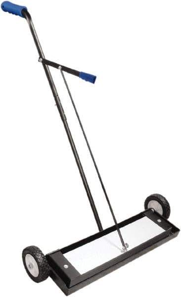 Shields Magnetics - 24" Long Push Magnetic Sweeper with Wheels - 4" Wide x 2" High x 36" Long, 7" Wheel Diam, 2" Clearance - USA Tool & Supply