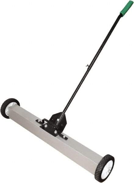 Shields Magnetics - 36" Long Push Magnetic Sweeper with Wheels - 4" Wide x 3" High x 36" Long, 7" Wheel Diam, 1 to 2" Clearance - USA Tool & Supply