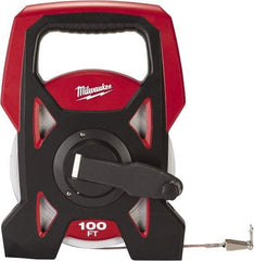 Milwaukee Tool - 100' x 3/8" Tape Measure - 1/16" Graduation - USA Tool & Supply