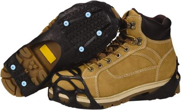 Duenorth - Size 13.5-15, (Women's Size 13.5-17.5) Strap-On Cleat - Tungsten Carbide Spike Traction, Black - USA Tool & Supply