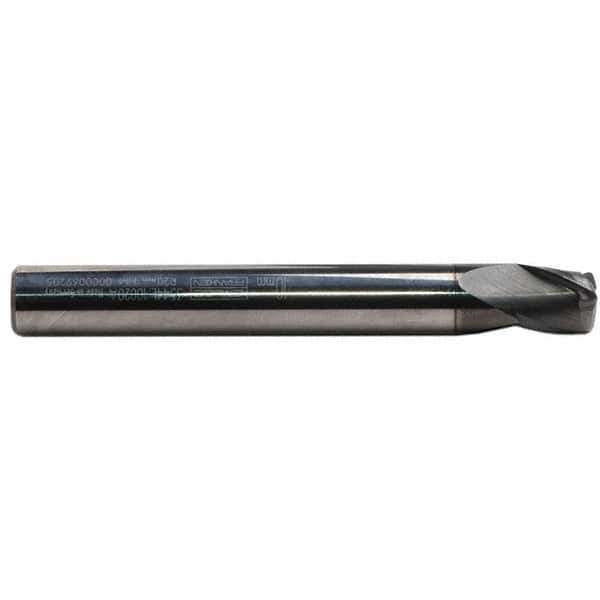 Emuge - 10mm Small End Diam, 10mm LOC, Solid Carbide 3 Flute Tapered Corner Radius End Mill - AlCr Finish, 80mm OAL, 12mm Shank Diam, Spiral Flute, 30° Helix - USA Tool & Supply