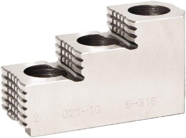 Bison - 5" Max Chuck Diam Compatibility, Steel 1.5mm x 60° Serrated Hard Lathe Top Jaws - 3 Steps - USA Tool & Supply