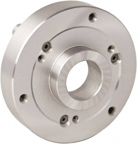 Bison - Adapter Back Plate for 4" Diam Bison Set-Tru Lathe Chucks - D1-3 Mount, 20mm Through Hole Diam - USA Tool & Supply