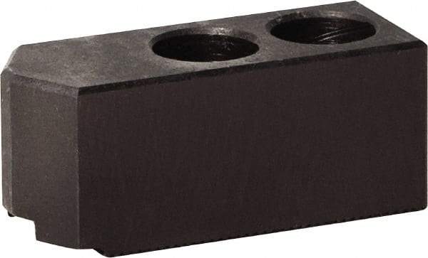Bison - 169mm Max Chuck Capacity, 1.5mm x 60° Serrated Interface, Square Soft Lathe Chuck Jaw - 3 Jaw, Steel, 20mm Btw Mount Hole Ctrs, 65mm Long, 40mm Wide, 40mm High, 12mm Groove, M10mm Fastener - USA Tool & Supply