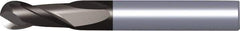 Kennametal - 20mm Diam, 32mm LOC, 2 Flute Solid Carbide Ball End Mill - TiAlN Finish, Single End, 104mm OAL, 20mm Shank Diam, Spiral Flute - USA Tool & Supply