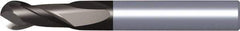 Kennametal - 14mm Diam, 22mm LOC, 2 Flute Solid Carbide Ball End Mill - TiAlN Finish, Single End, 83mm OAL, 14mm Shank Diam, Spiral Flute - USA Tool & Supply
