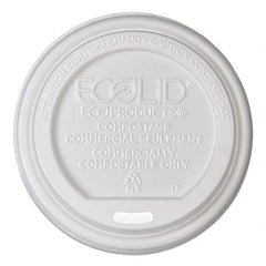 EcoLid Renewable/Compostable Hot Cup Lid, PLA, Fits 10-20 oz Hot Cups, 50/Pack, 16 Packs/Carton White