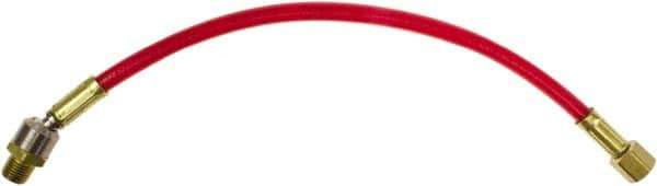 PRO-SOURCE - 1/4" ID 1' Long Lead-In Whip Hose - FNPT x MNPT Ball Swivel Ends, 200 Working psi, 165°, 1/4" Fitting, Transparent Red - USA Tool & Supply