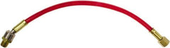 PRO-SOURCE - 1/4" ID 1' Long Lead-In Whip Hose - FNPT x MNPT Ball Swivel Ends, 200 Working psi, 165°, 1/4" Fitting, Transparent Red - USA Tool & Supply