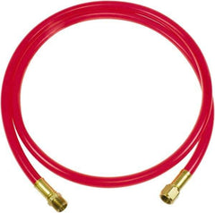 PRO-SOURCE - 3/8" ID 3' Long Lead-In Whip Hose - FNPT x MNPT Swivel Ends, 200 Working psi, 165°, 3/8" Fitting, Transparent Red - USA Tool & Supply