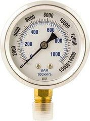 Value Collection - Hydraulic Pressure Gages & Adapters Type: Dry Gauge Pressure Rating: 0 - 15000 - USA Tool & Supply
