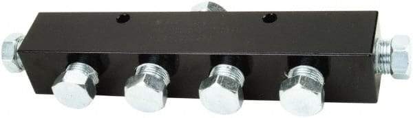 Value Collection - 3/8" Inlet, 3/8" Outlet Manifold - 7" Long x 1-1/4" Wide x 1-1/4" High, 1/4" Mount Hole, 212°F Max, 10,000 Max PSI, 7 Inlet Ports, 7 Outlet Ports - USA Tool & Supply