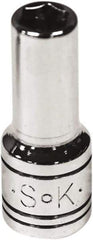 SK - 1/4", 1/4" Drive, Deep Hand Socket - 6 Points, Steel, Chrome Finish - USA Tool & Supply