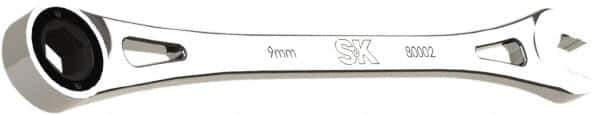 SK - 9mm 6 Point Combination Wrench - 7-3/4" OAL, Steel, Full Polish Finish - USA Tool & Supply