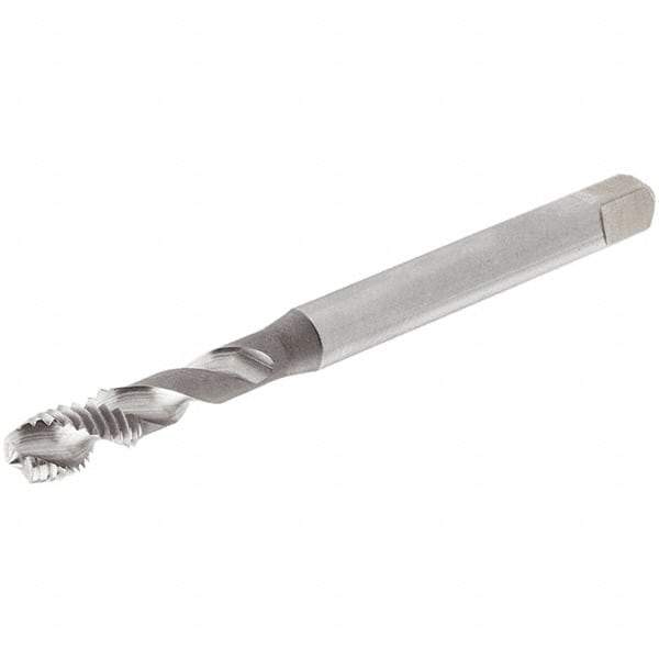 Iscar - #8-32 UNC 3 Flute 2B Plug Spiral Flute Tap - Cobalt, TiN Finish, 63mm OAL, Right Hand Flute, Right Hand Thread, Series TPG UNC - Exact Industrial Supply