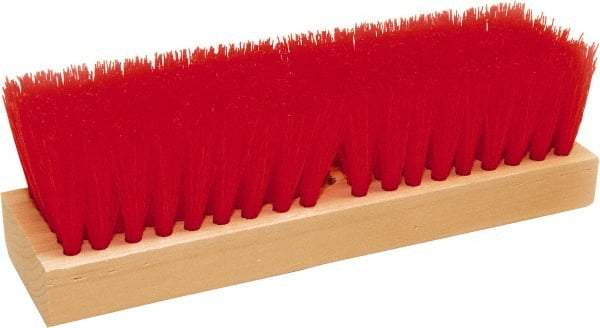 O-Cedar - 2" Bristle Length, Polypropylene Deck Scrub Brush - 10" Long x 3" Wide Head, 10" OAL, Red, Wood Block - USA Tool & Supply