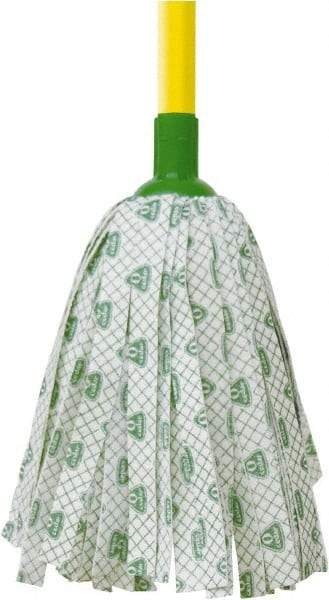 O-Cedar - White & Green Deck Mop - 4-1/2" Long x 3" Wide Head, 48" Long Handle, Rayon/Polyester Head - USA Tool & Supply