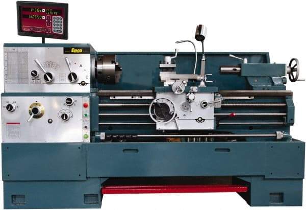 Enco - 20" Swing, 80" Between Centers, 230/460 Volt, Triple Phase Engine Lathe - 7MT Taper, 7-1/2 hp, 25 to 1,800 RPM, 3-1/8" Bore Diam, 40" Deep x 48-7/8" High x 136-1/8" Long - USA Tool & Supply