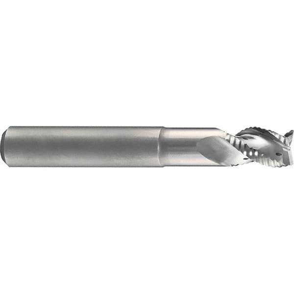 Emuge - 10mm Diam, Coarse Pitch, 13mm LOC, 3 Flute Solid Carbide 45° Corner Chamfer Roughing End Mill - Bright Finish, 72mm OAL, 10mm Shank Diam, Single End, Extended Reach, 40° Helix - USA Tool & Supply