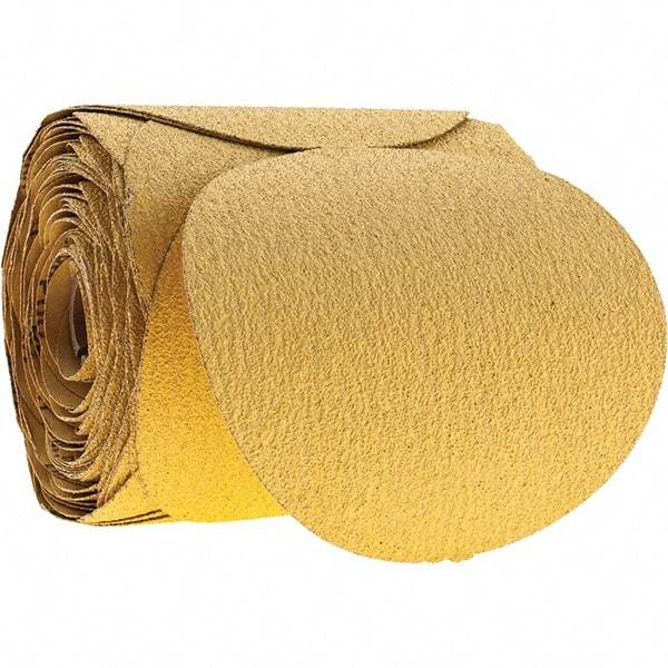 Tru-Maxx - 6" Diam, 60 Grit Aluminum Oxide Adhesive PSA Disc - Medium Grade, Gold, C Weighted Backing, Flexible, 3,000 Max RPM - USA Tool & Supply