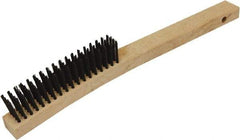 O-Cedar - 18 Rows, Steel Wire Brush - 10" Brush Length, 14" OAL, 1-1/8" Trim Length, Wood Curved Handle - USA Tool & Supply