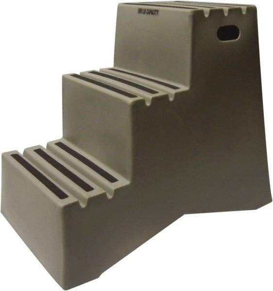 Diversified Plastics - 3 Steps, 2' 5-1/2"' High, Polypropylene Step Stand - 500 Lb Load Capacity, 22-1/2" Base Width - USA Tool & Supply