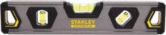 Stanley - 9" Long 3 Vial Torpedo Level - Aluminum, Black/Silver/Yellow, 1 45°, 1 Level & 1 Plumb Vials - USA Tool & Supply