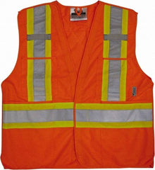 Viking - Size 2X/3XL High Visibility Orange Solid Breakaway Vest - 51 to 55" Chest, Hook & Loop Closure, 4 Pockets, Polyester - USA Tool & Supply