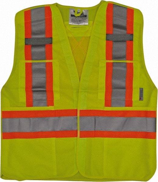 Viking - Size S/M High Visibility Lime Solid Breakaway Vest - 37 to 40" Chest, Hook & Loop Closure, 4 Pockets, Polyester - USA Tool & Supply