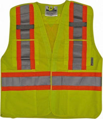 Viking - Size 2X/3XL High Visibility Lime Solid Breakaway Vest - 51 to 55" Chest, Hook & Loop Closure, 4 Pockets, Polyester - USA Tool & Supply