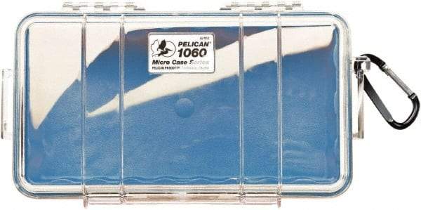 Pelican Products, Inc. - 5-9/16" Wide x 2-5/8" High, Clamshell Hard Case - Clear/Blue, Polycarbonate - USA Tool & Supply
