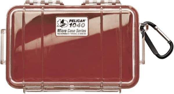 Pelican Products, Inc. - 5-1/16" Wide x 2-1/8" High, Clamshell Hard Case - Clear/Red, Polycarbonate - USA Tool & Supply