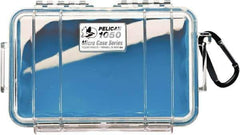 Pelican Products, Inc. - 5-1/16" Wide x 3-1/8" High, Clamshell Hard Case - Clear/Blue, Polycarbonate - USA Tool & Supply