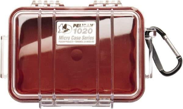 Pelican Products, Inc. - 4-3/4" Wide x 2-1/8" High, Clamshell Hard Case - Clear/Red, Polycarbonate - USA Tool & Supply
